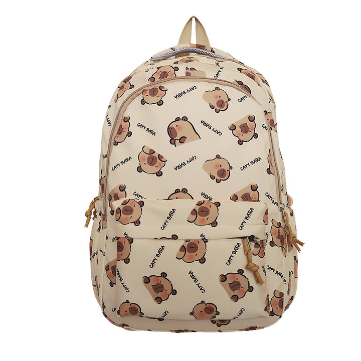 Backpack with Child-Friendly Capybara Design and Practical Compartments Bowlift