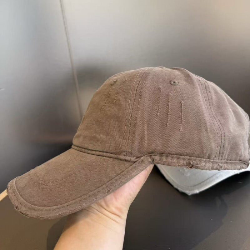 Women's Distressed Casual Twill Baseball Cap Bowlift