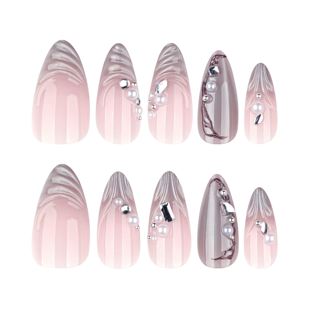 Artful Nail Art with Pearl and Glitter Decorations Bowlift