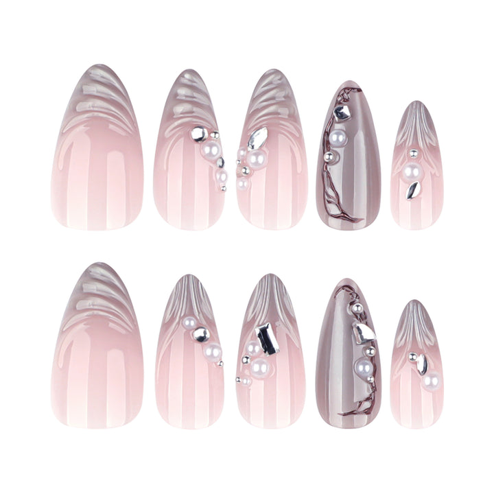 Artful Nail Art with Pearl and Glitter Decorations Bowlift