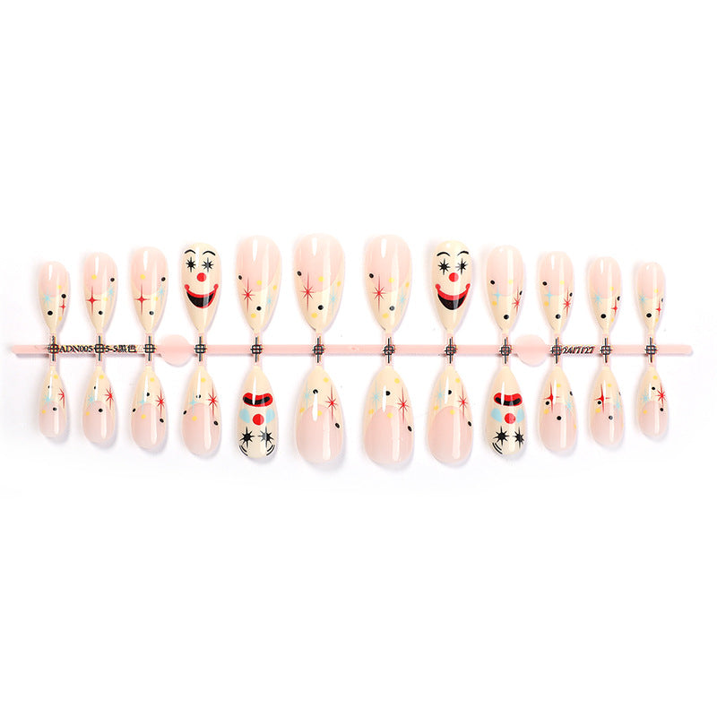 Whimsical Press-On Nail Art Set with Playful Clown Designs Bowlift