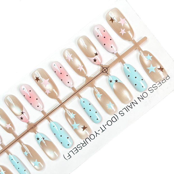 Artistic Starry Design Press-On Nails Bowlift