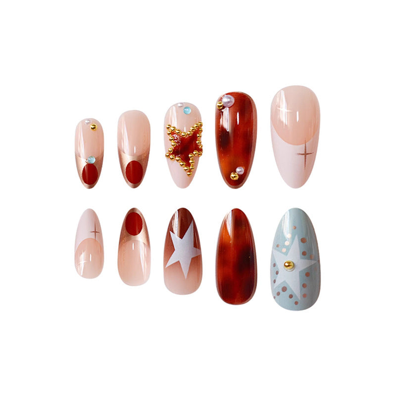 Decorative Stiletto Press-On Nails with Gemstone Accents Bowlift