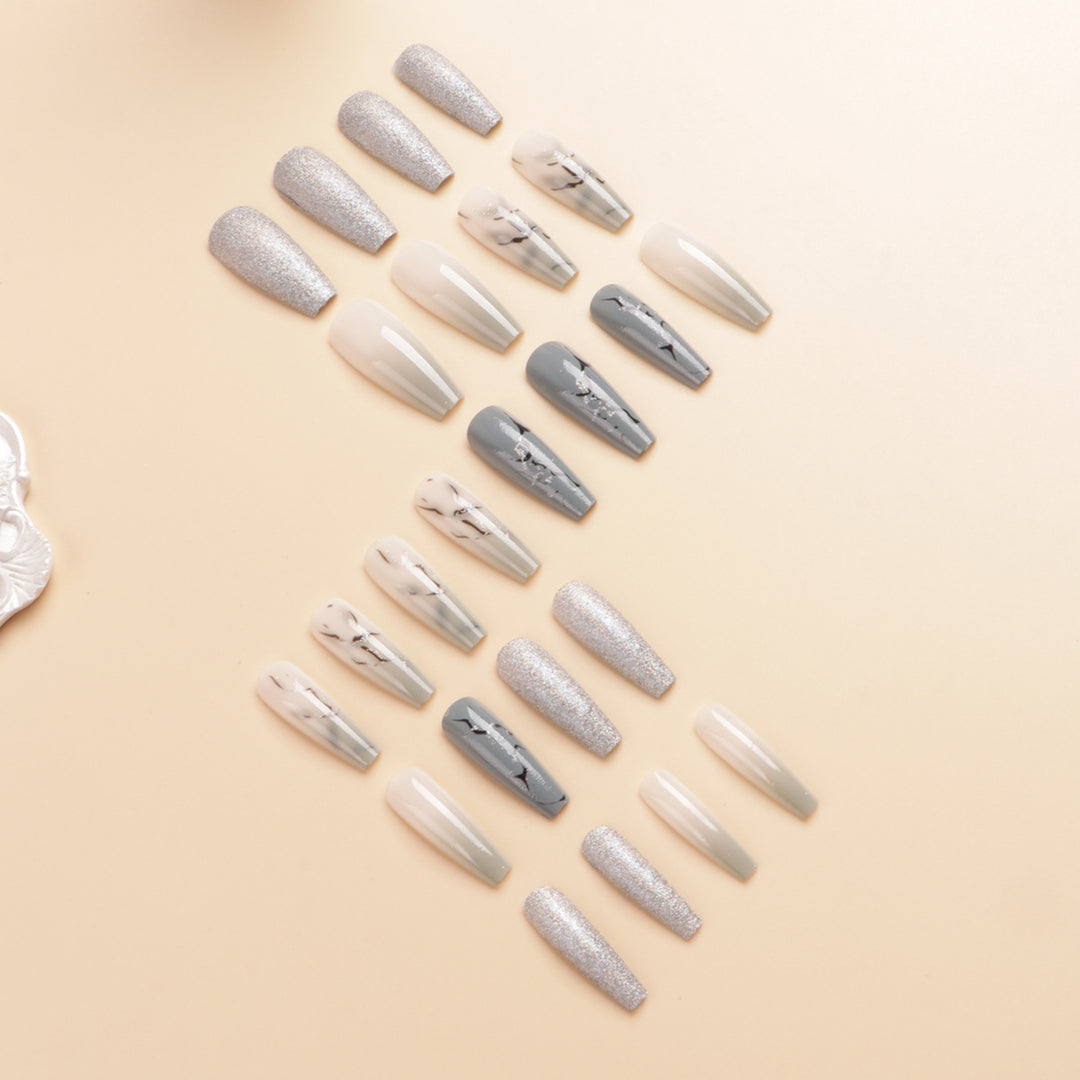 Artistic Marble Effect Press-On Nail Set Bowlift