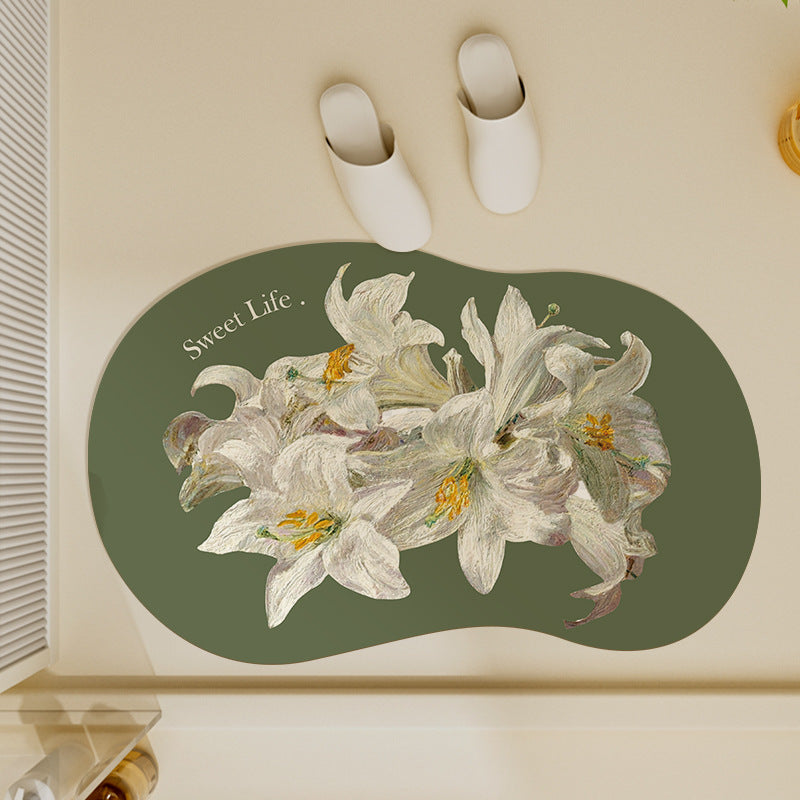Floral-Inspired Decorative Bath Mat Bowlift