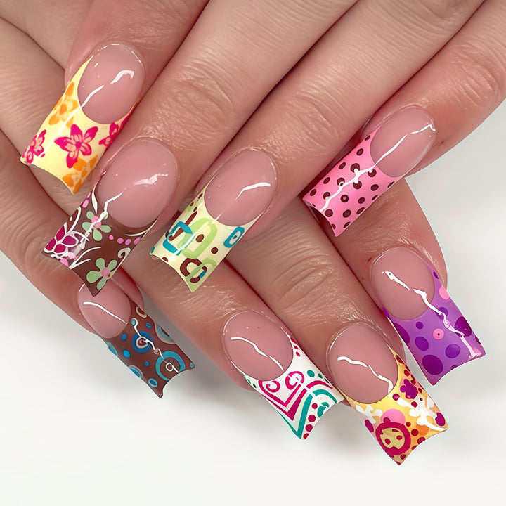Decorative Long Press-On Nail Art Tips Bowlift