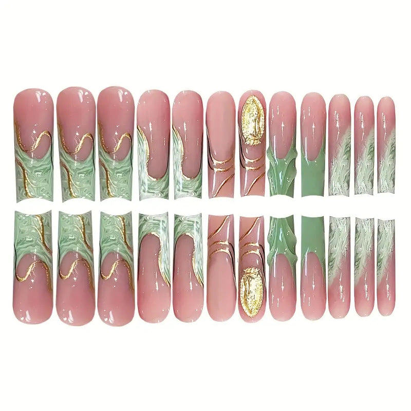 Luxe Marbled Press-On Nail Art Bowlift