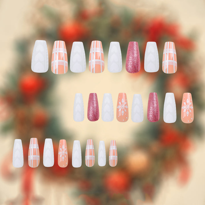 Artful Nail Extensions with Festive Glitter Design Bowlift