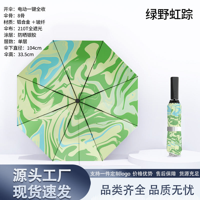 Women's automatic folding umbrella with marbled design Bowlift