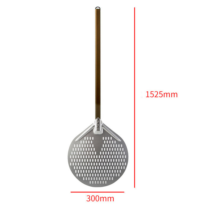 long wooden handled round aluminum pizza peel with reinforced neck Bowlift