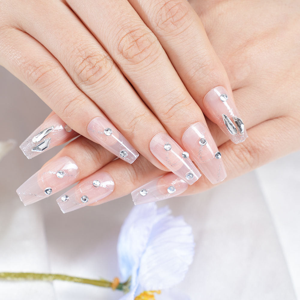 Glamorous Rhinestone Press-On Nails Bowlift