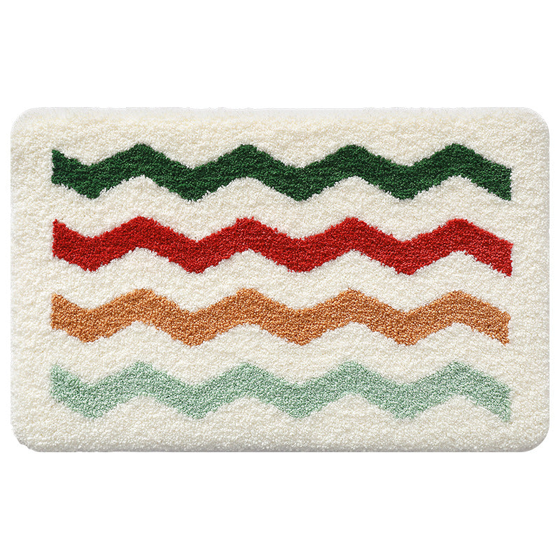 Plush Textured Zigzag Bath Mat Bowlift