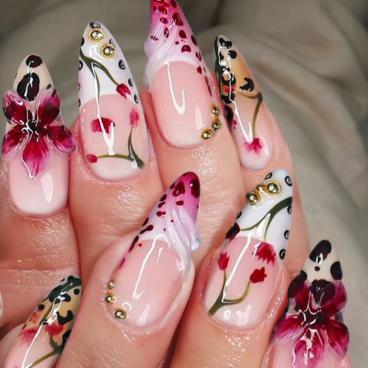 Premium Floral Acrylic Nail Art Set Bowlift