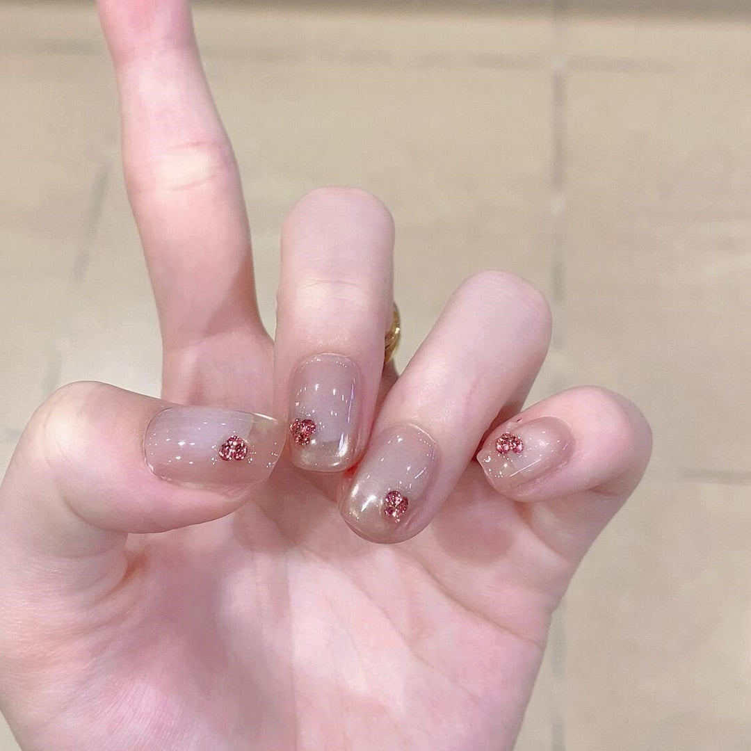 Artificial nails with elegant glitter details Bowlift