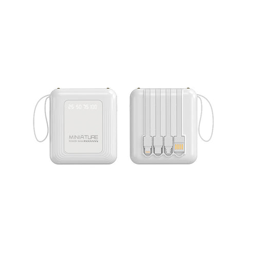 Compact power bank with integrated cable and digital charging display Bowlift