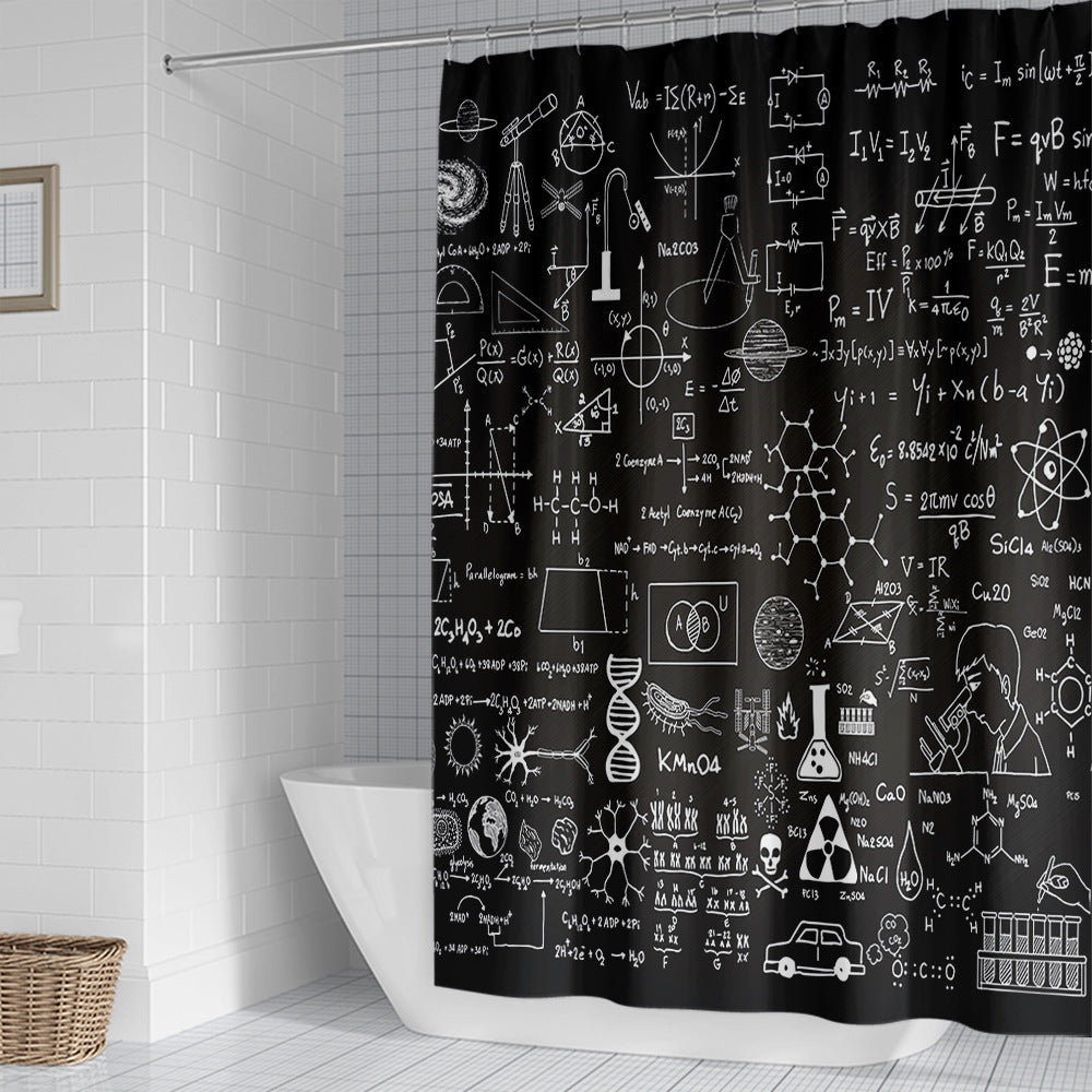 Shower Curtain with Scientific Equation Design Bowlift
