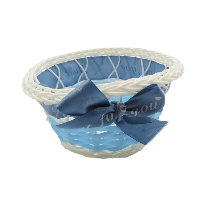 Decorative Ribbon-Trimmed Woven Basket Bowlift