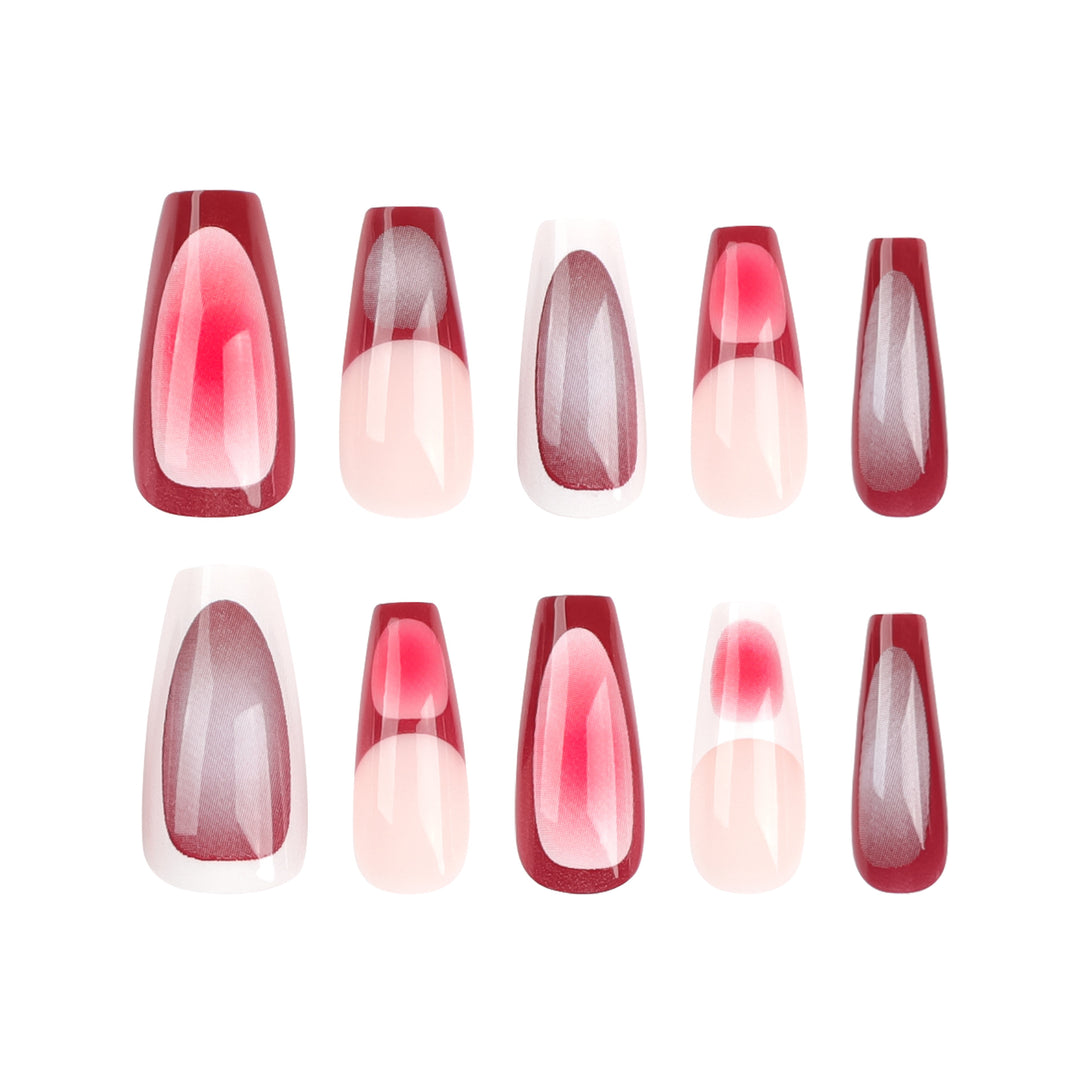 Artificial nail art with modern gradient and decorative accents Bowlift