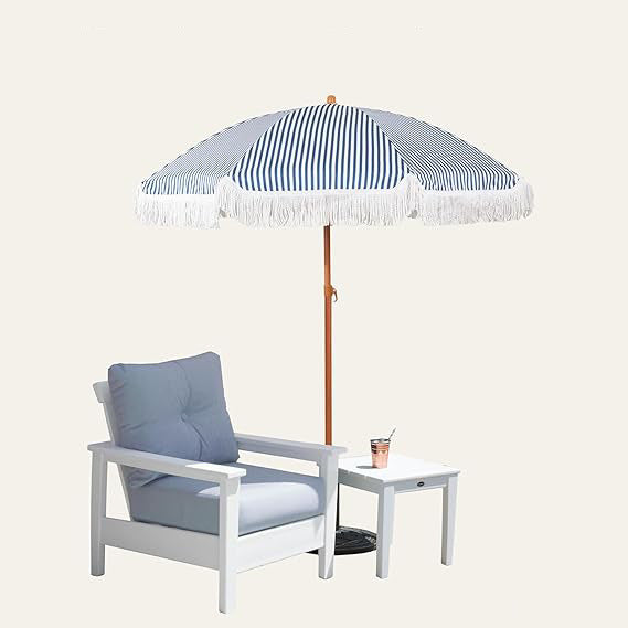 Women's sun umbrella with tassels and striped design Bowlift