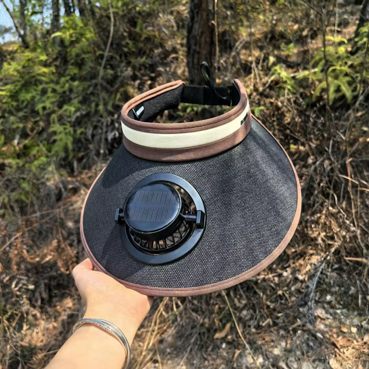 Sun protection visor with solar powered fan Bowlift