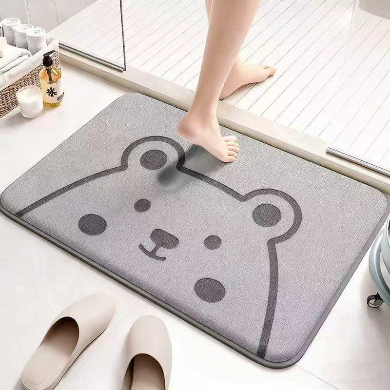 Absorbent Cartoon-Themed Bath Mat Bowlift