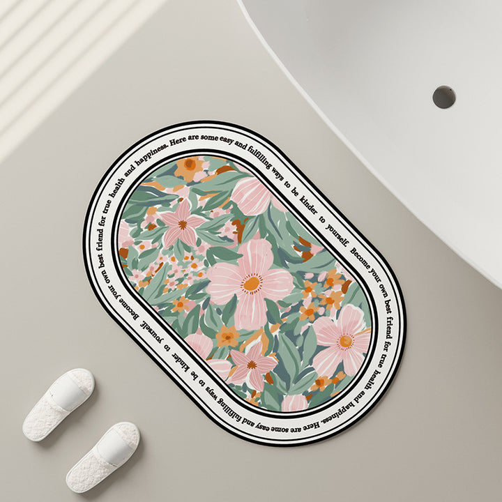 Floral Patterned Bath Mat Bowlift