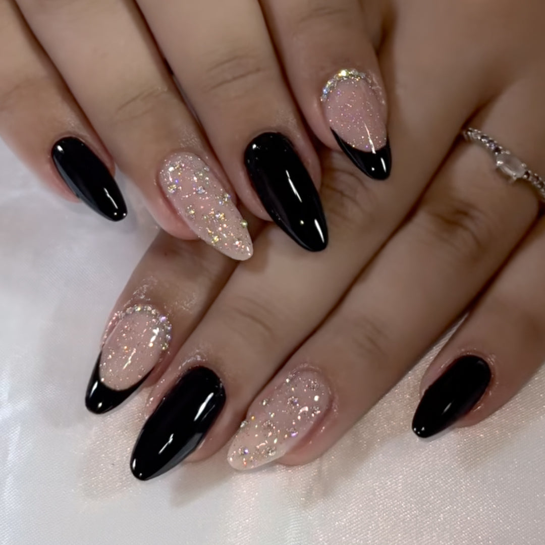 Stiletto Nail Art Set with Glitter and Glossy Finish Bowlift
