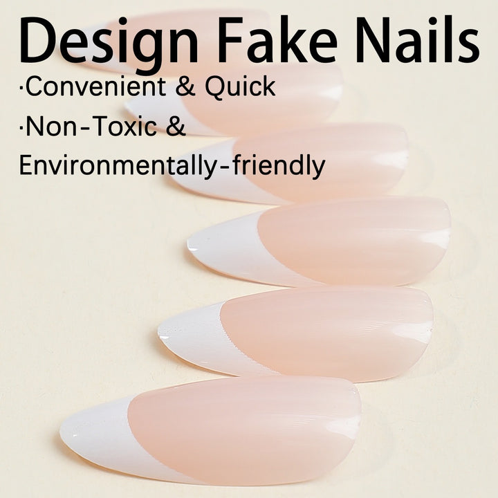Elegant artificial nail set with classic French tips Bowlift