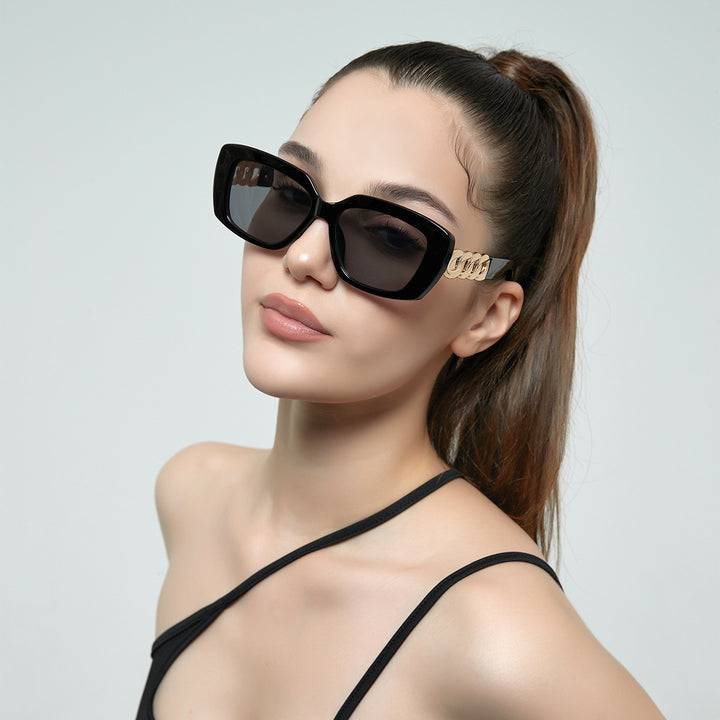 Ladies elegant square sunglasses with gold embellished frame Bowlift