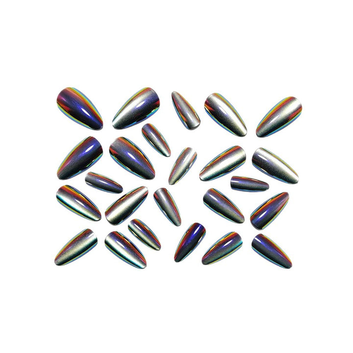 Glossy Artificial Nails in Futuristic Style Bowlift