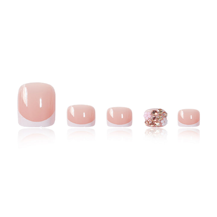Decorative Press-On Toenails with Floral and Glitter Accents Bowlift
