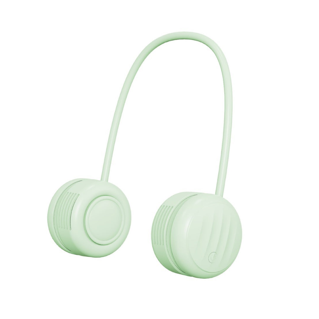 Cooling hands-free dual-head wearable neck fan with flexible gooseneck and USB-C recharge Bowlift