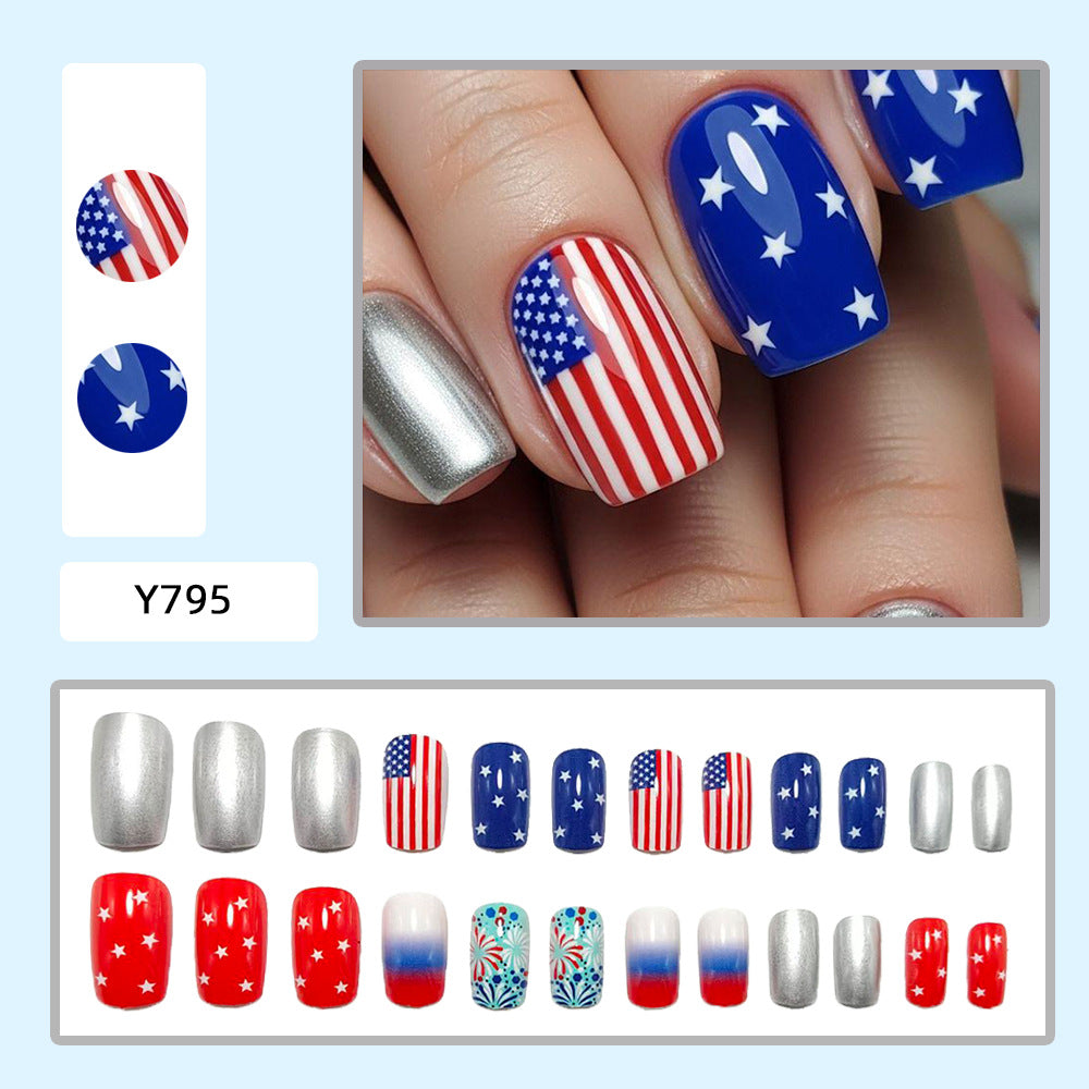 Artificial Nail Set with Patriotic Motifs Bowlift