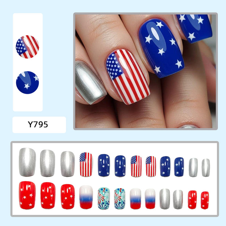 Artificial Nail Set with Patriotic Motifs Bowlift