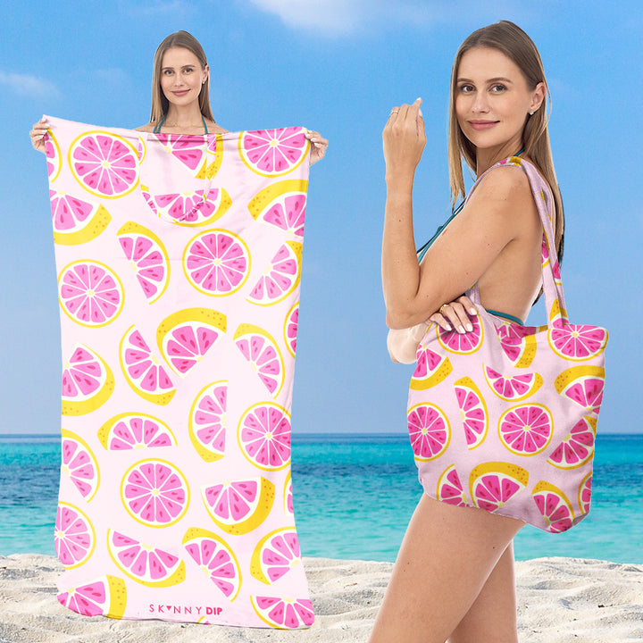 Beach towel with integrated carrying bag Bowlift