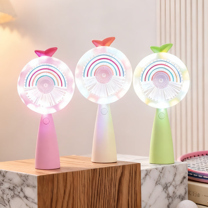 Women Portable USB Hand Fan with LED Lighting Bowlift
