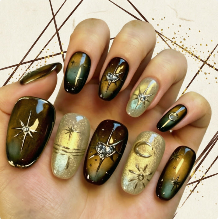 Glamorous artificial nails with sparkling star design Bowlift