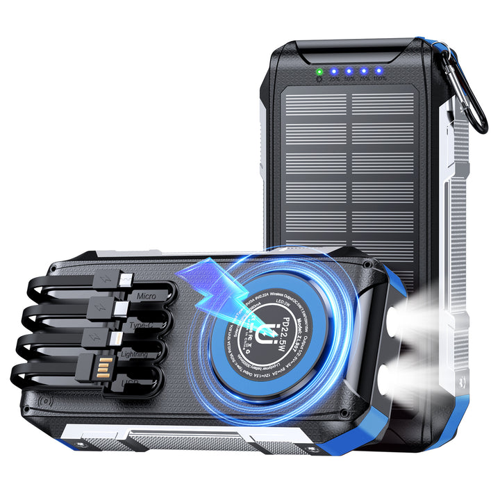 Multifunctional solar power bank with LED light and fast charging function Bowlift