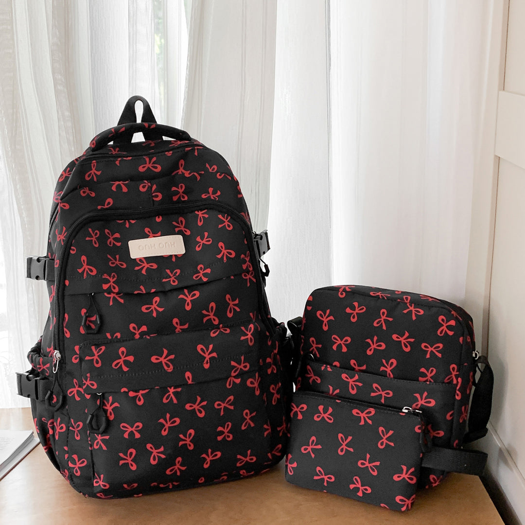 Cute Bow Print Backpack