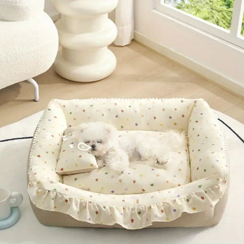 Premium Cozy Dog Bed with Ruffled Edges
