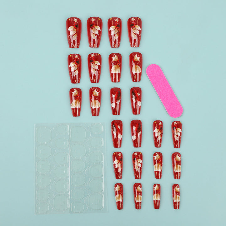 Artificial nail tips with floral accents Bowlift