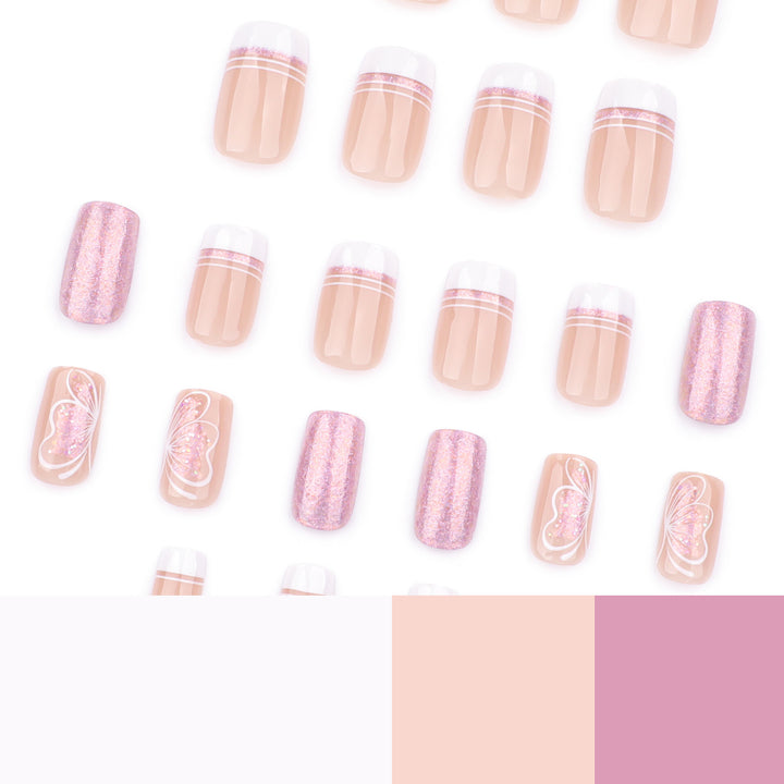 Artful Nail Art with Delicate Butterfly Motif Bowlift