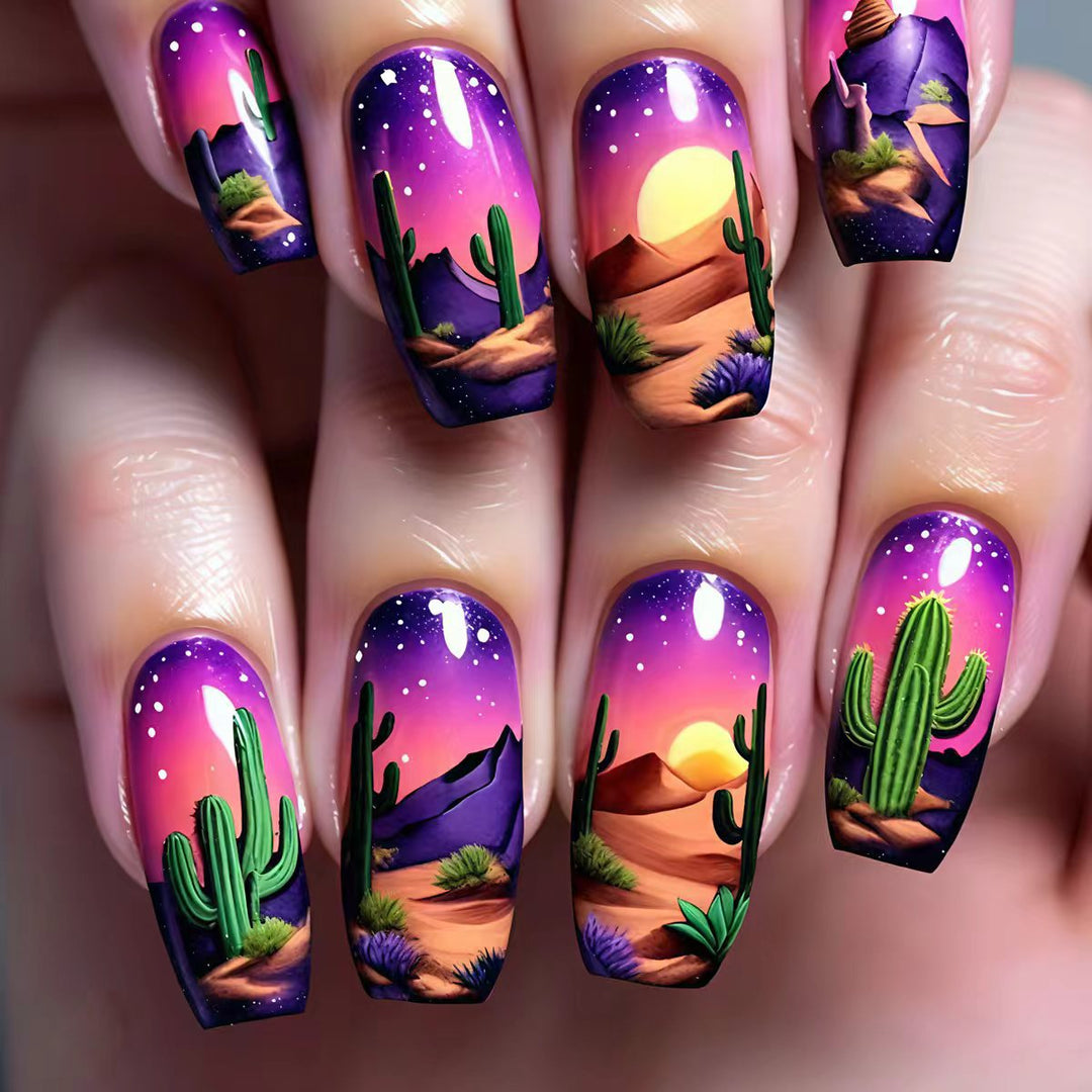 Artistic Desert-Themed Nail Art Bowlift