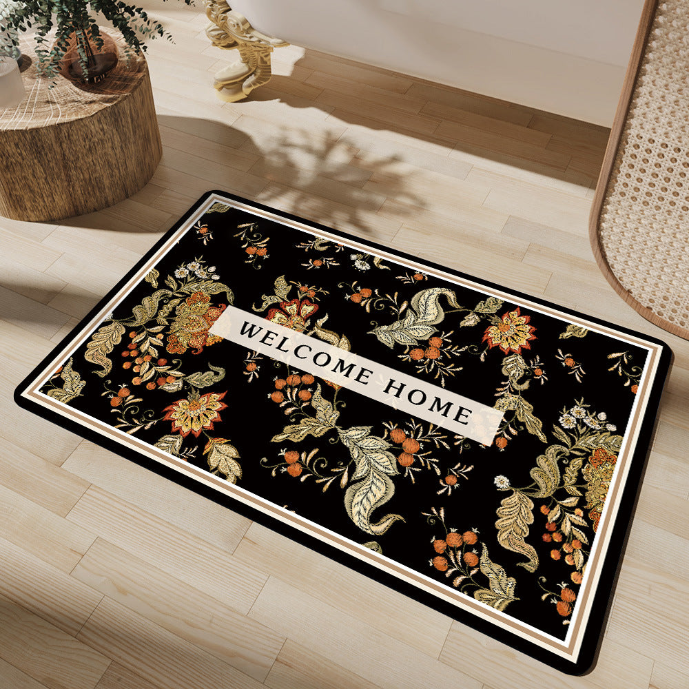 Vintage Floral Pattern Bath Mat Bowlift