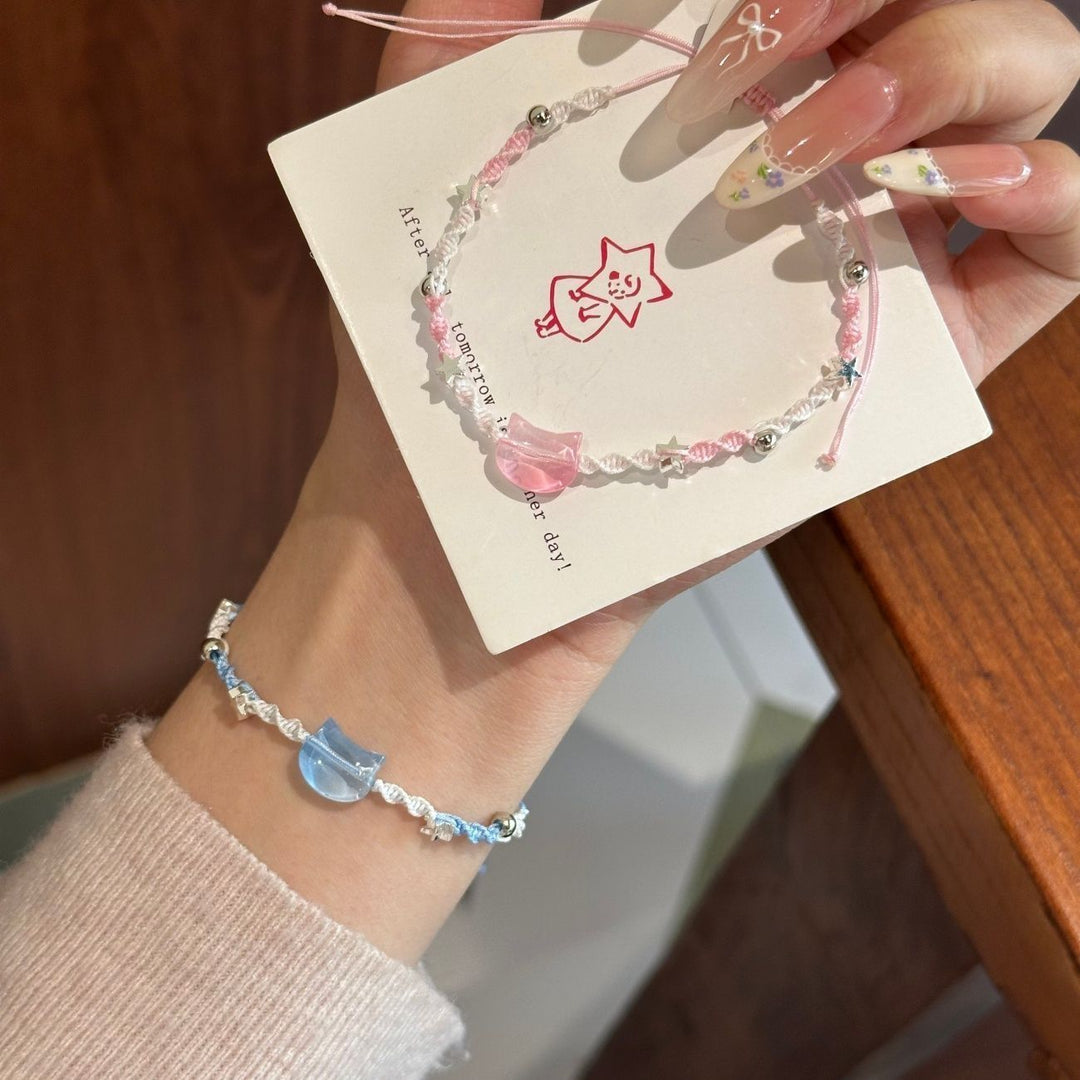 Adjustable Cat-Themed Charm Bracelet Bowlift