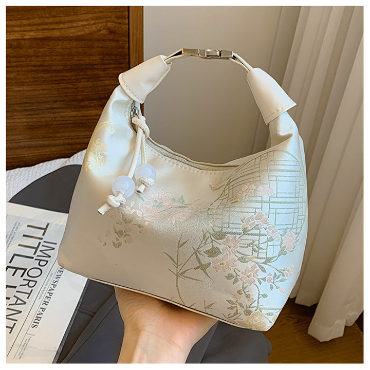 Floral-Patterned Handheld Evening Bag Bowlift