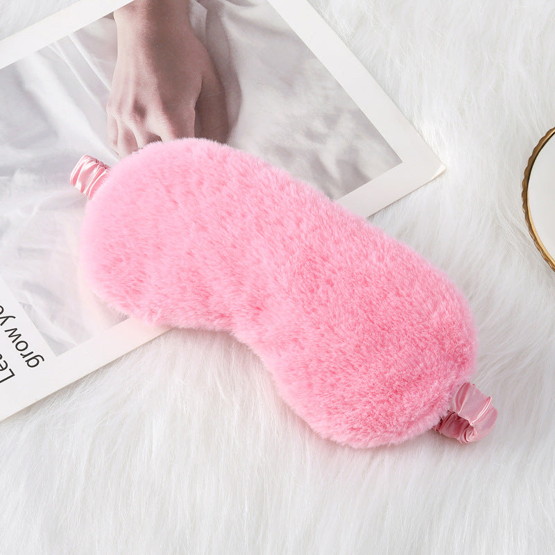 Women's cozy sleep mask made of plush with adjustable elastic band and lightproof inner lining Bowlift
