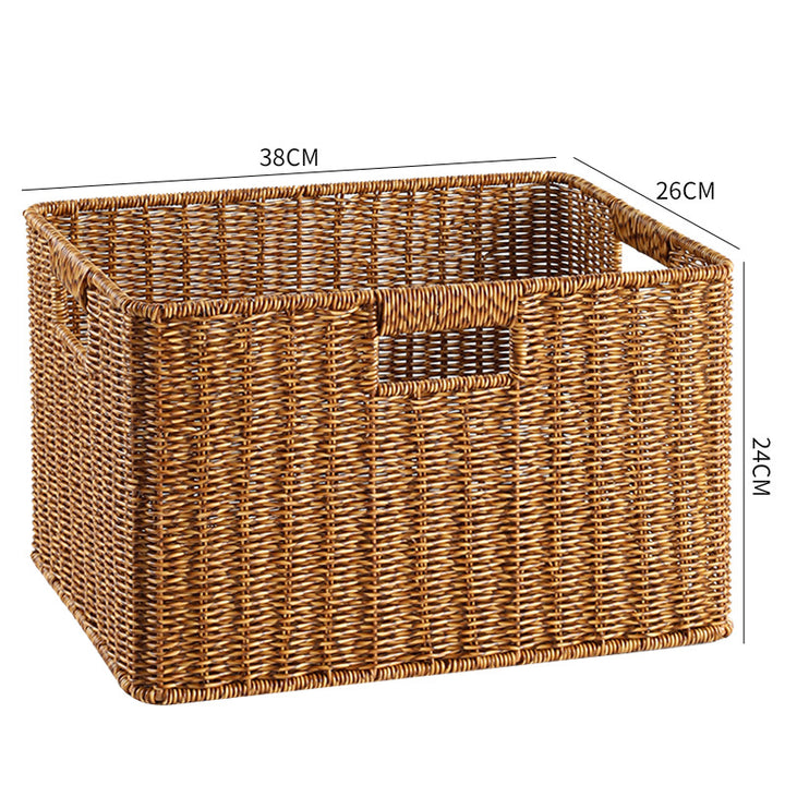 Woven Storage Basket with Ergonomic Cutout Handles Bowlift