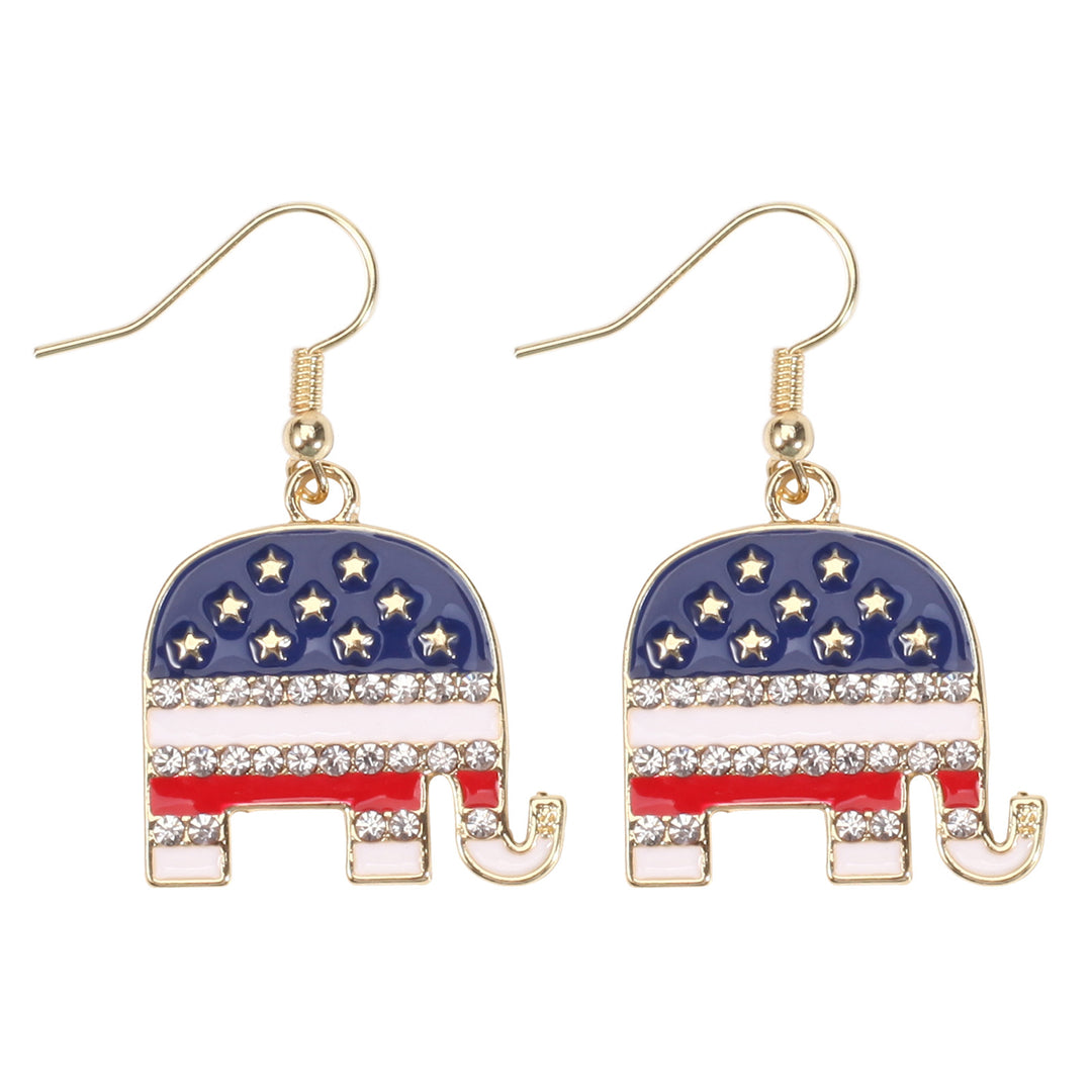 Women's filigree earrings in flag design with crystal stripes and enamel trim Bowlift