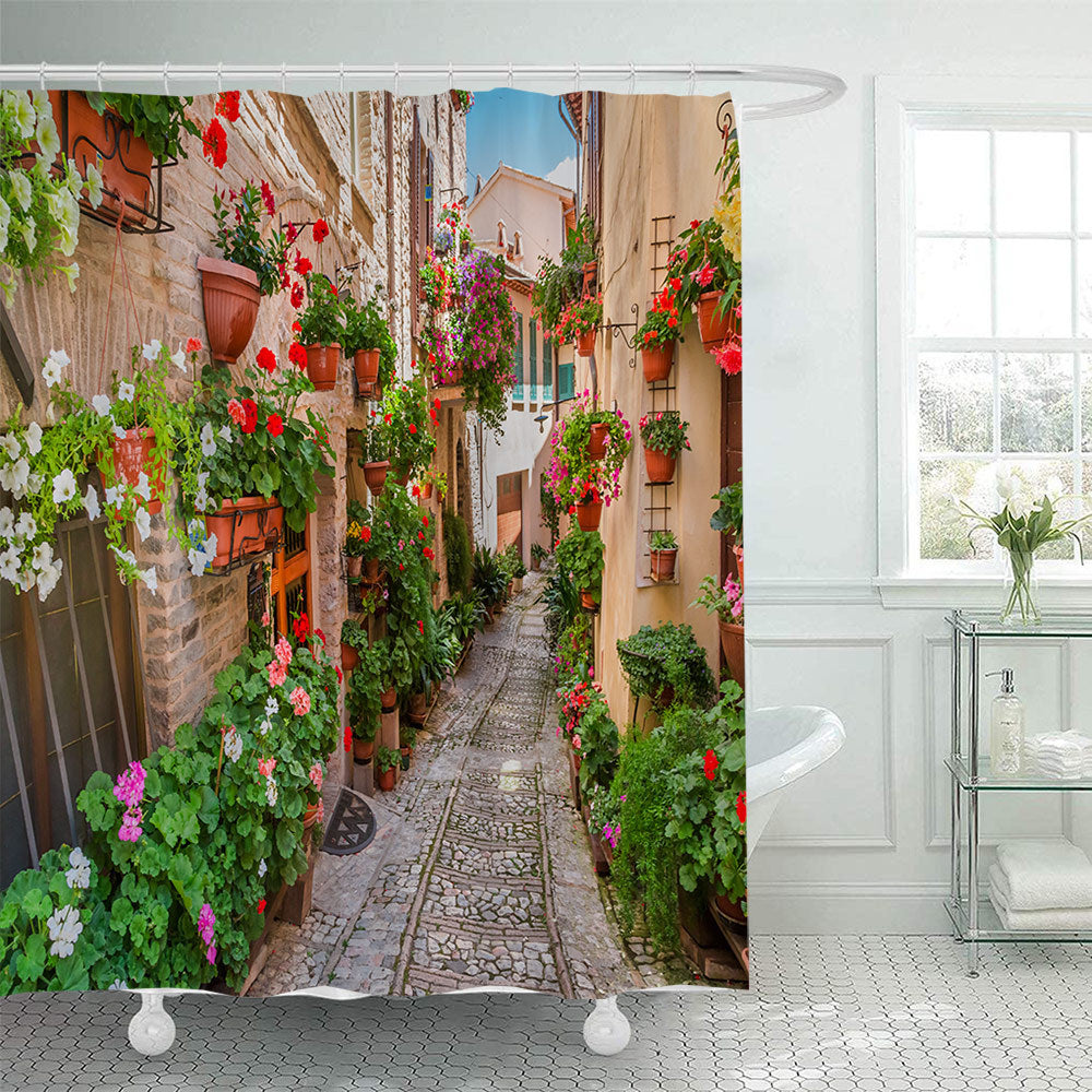 Floral Lane-Inspired Shower Curtain Bowlift